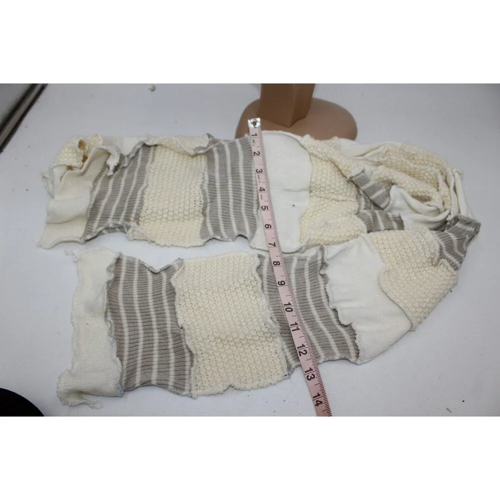 Scarf Upcycled White Ivory Sweaters Winter Wedding Aprx 7' Long Handmade Gray